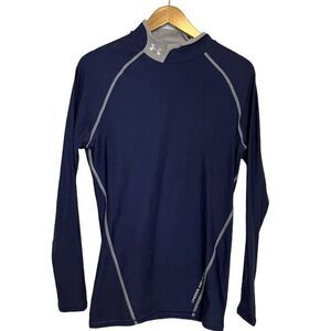 Under Armour Men's M Blue Compression Long Sleeve Mock Neck Athletic Top